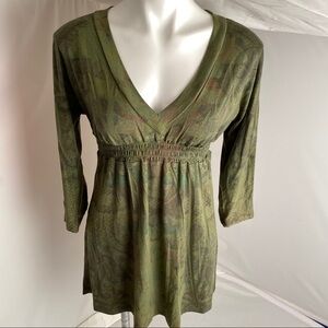 Daniel Benjamin green print v-neck tunic or dress